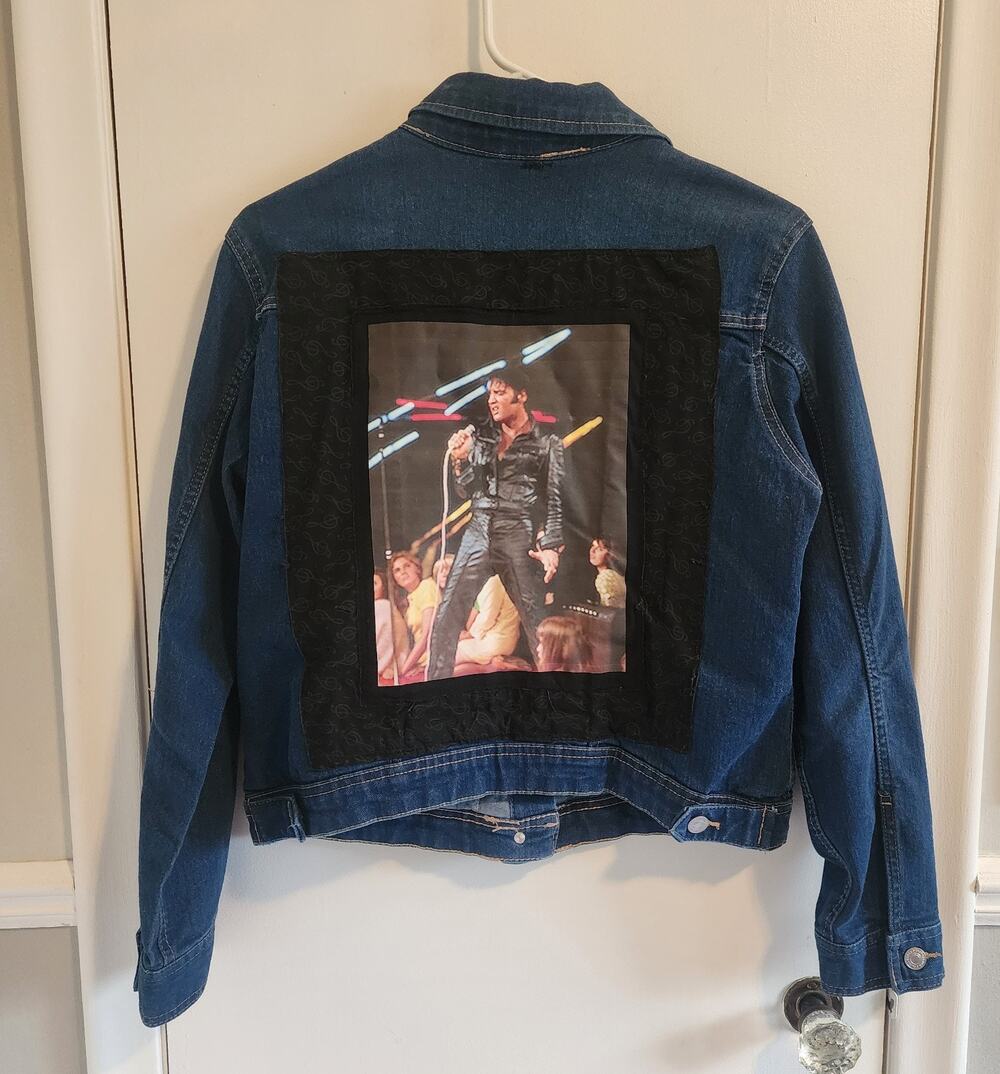 Custom Elvis Presley Jean Medium Denim Jacket Decorated Roebuck & Co. Customized